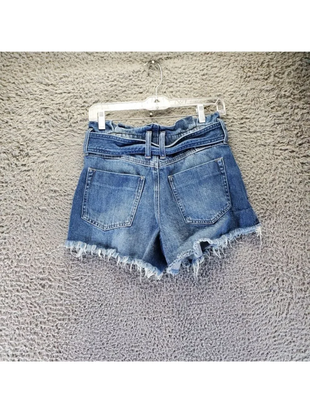 Free People Shorts Womens XS Blue We The Free Denim Frayed Hem Belted Jorts